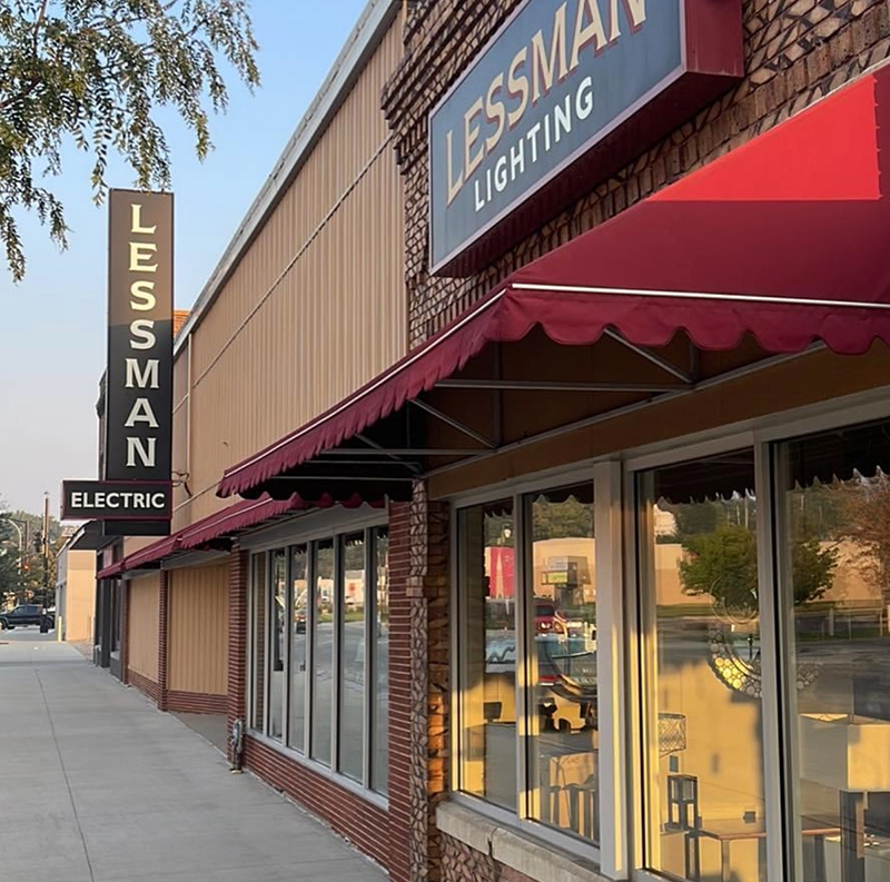 exterior of Lessman Electric storefront